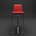 Stylish Red Quilted Leather Bar Stool Featuring Metal Frame And Comfortable Design 3d model