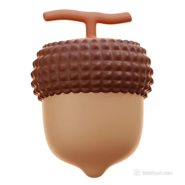 Acorn Shaped Chocolate Dessert With Textured Brown Surface And Stem 3d model 