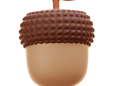 Acorn Shaped Chocolate Dessert With Textured Brown Surface And Stem 3d model