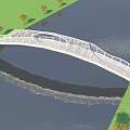 Modern Landscape Bridge Over Water With Green Grass And Tree Reflections 3d model