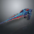 Futuristic Mechanical Crocodile Character With Blue Red Armor And Complex Structure 3d model