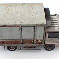 Old Rusty White And Brown Box Truck With Double Doors And Roof Ventilation Unit