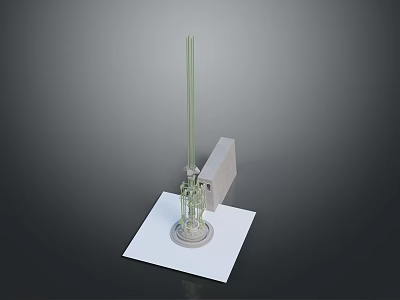 Laboratory Glassware Apparatus With Vertical Glass Tubes Metal Stand And Square Base 3d model