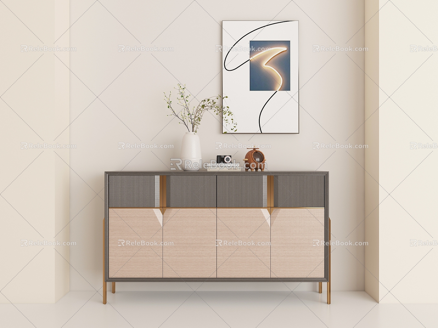 Modern Light Luxury End View Cabinet 3d model