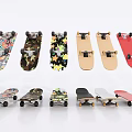Different Skateboard Designs As Sports Equipment With Colorful Patterns And Various Colors