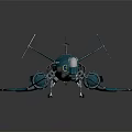 Blue Sci Fi Airplane Model With Unique Wing Design And Metallic Finish 3d model