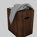Stylish Wooden Laundry Hamper With Gray Towel For Bathroom Daily Use