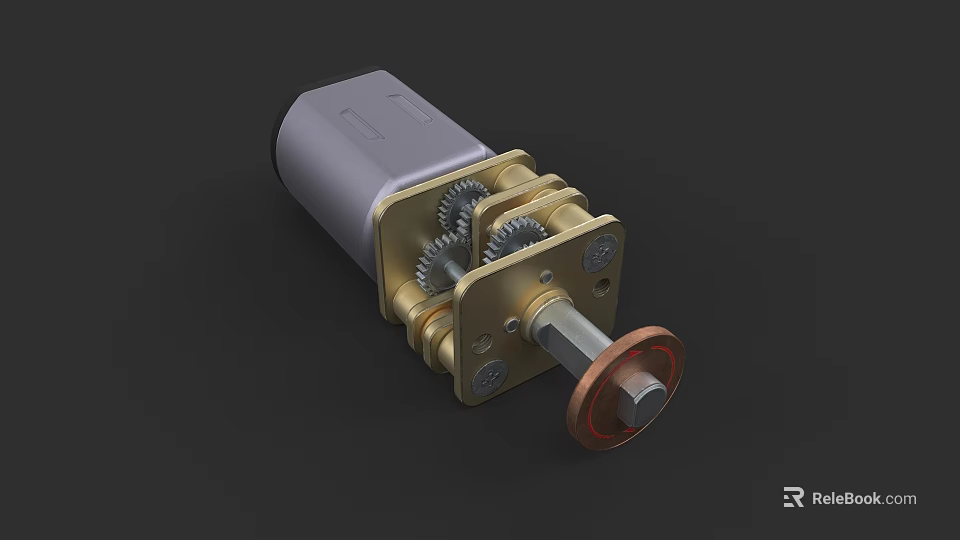 Industrial Equipment Precision Gear Motor With Metal Gears Shaft And Brass Components 3d model 