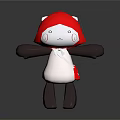 Adorable Cartoon Character In Red Mushroom Hat With White Body And Brown Arms Legs