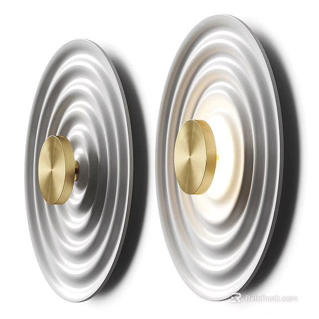 Modern Wall Lamps With Gold Circular Accents And Rippled Metallic Shades 3d model 