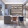 Modern Dining Living Room Open Design With Wine Rack Pendant Lights Island Counter And Seating