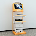 Orange Binatone Display Shelf With Display Screen And Multi Tier Product Storage 3d model