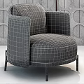 Modern Textured Grey Fabric Upholstered Ottoman With Rose Gold Metal Legs And Circular Wall