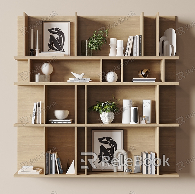 Modern bookcase ornaments model