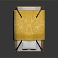 Yellow Star Patterned Cushion Swing With Wooden Seat And Brown Ropes