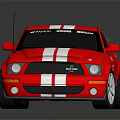 Red Sports Car Featuring White Stripes Racing Decals Rear Spoiler And Shiny Wheels