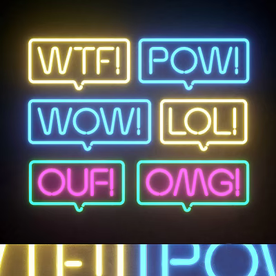 Modern Neon Neon Font 3d model