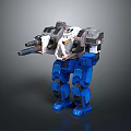 Blue And White Battle Mech Robot With Heavy Weapon And Armor Structure 3d model