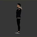 Man Standing With Arms Outstretched Wearing Black Jacket Hoodie Black Pants And Sneakers