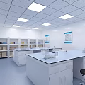 Modern Laboratory Interior Featuring Lab Benches Scientific Equipment And Ceiling Lighting 3d model