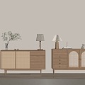 Quiet Wind Entrance Cabinet Side Cabinet 3d model