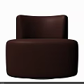 Modern Brown Accent Chair With Curved Upholstered Design And Rounded Shape 3d model