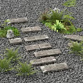 Natural Garden Stepping Stones with Irregular Slabs in Gray Gravel and Green Ferns