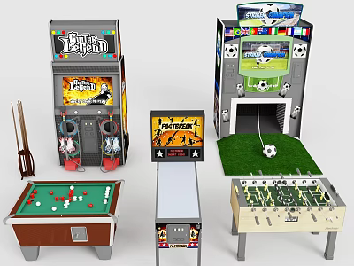 Popular Amusement Equipment Featuring Darts Machine Table Soccer Air Hockey Table And Football Arcade 3d model