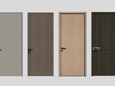 Various Colored Wooden Hinged Doors With Modern Handles For Interior Use 3d model