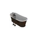 Elegant Freestanding Bathtub With Brown Exterior White Interior And Vintage Faucet