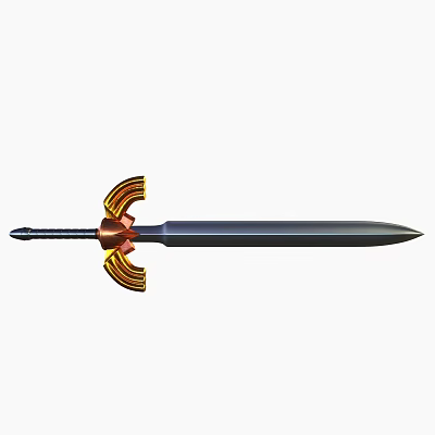 Decorative Ancient Sword With Golden Hilt And Polished Metal Blade Design 3d model