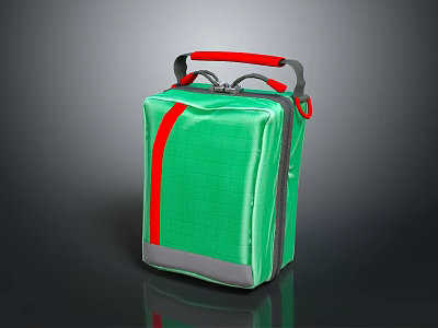 Realistic Style Luggage Case Luggage Green Luggage Case Red Zipper Black Handler Grey Bottom Sci-Fi Style Luggage Case 3d model