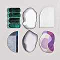 Various Shaped Modern Rugs With Colorful Textures And Unique Pattern Designs 3d model