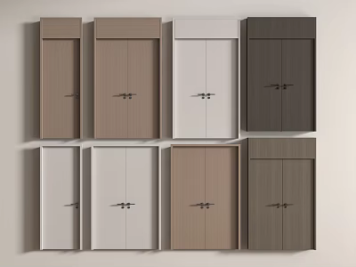 Modern door combination double door top door swing door wooden door 3d model