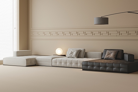 Modern Multiplayer Sofa Floor Lamp Corner Sofa 3d model