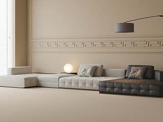 Modern Multiplayer Sofa Floor Lamp Corner Sofa 3d model