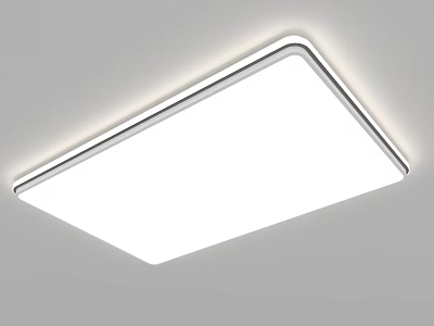 Modern Square Ceiling Light with Sleek Silver Frame and White Illumination 3d model