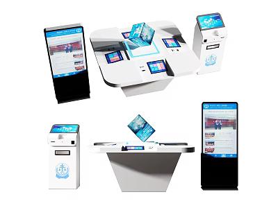 Interactive Self Service Public Facilities With Touchscreen Tables And Floor Standing Kiosks 3d model