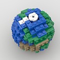 LEGO toy blocks pixel earth globe 3d model