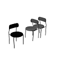 POLIFORM Modern Dining Chairs Black and White with Gold Silver Legs Minimalist Design 3d model