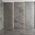 Gray Wall Tile Components With Square Rectangular And Hexagonal Textures Arrangement 3d model