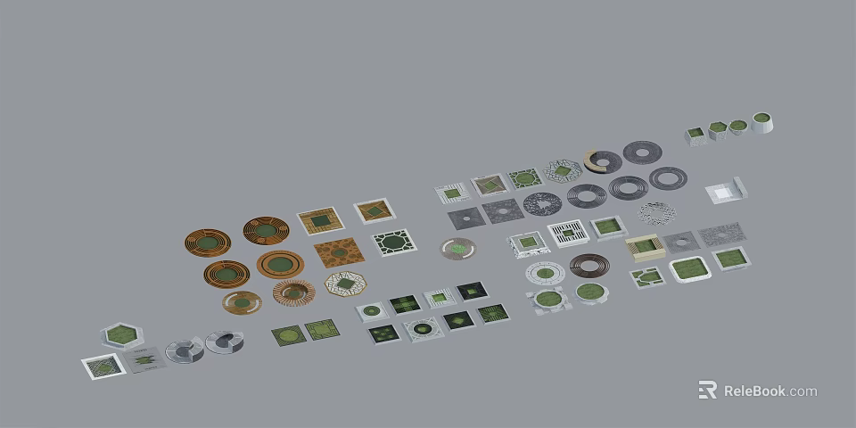 Various Decorative Tree Grates With Different Shapes And Patterns For Urban Landscapes 3d model