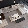 Modern Sectional Sofa And Coffee Table Set For Stylish Contemporary Living Room Interior