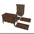 Dark Wooden Furniture Collection With Sideboard Cabinet And Decorative Trays