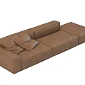 Brown Upholstered Modular Sectional Sofa with Soft Cushions and Modern Design 3d model