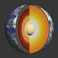 Earth Cross Section Showing Interior Layers Crust Mantle Core and Surface Oceans Continents 3d model