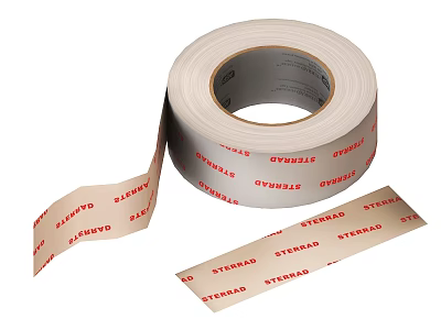 STERAD Tape Roll With Loose Strips And Branded Red Letters On White 3d model