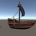 Traditional Sailboat Design Featuring Wooden Deck White Sails Mast And Ropes