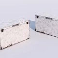 Vintage White Storage Trunks with Distressed Finish and Metal Latches