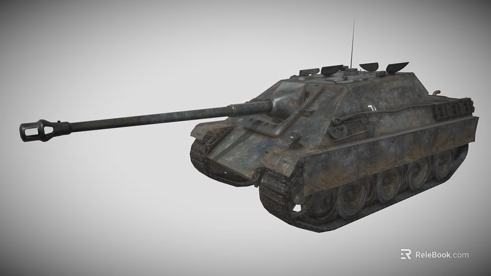 Vintage Military Tank With Long Barrel And Rustic Metal Exterior Details 3d model 
